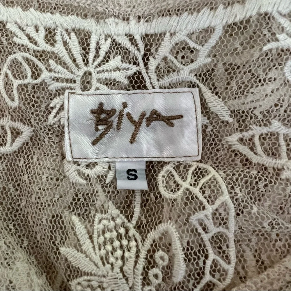 Johnny Was Biya Parchment Sheer Netting Embroidered Dress With Slip Small NWT - Picture 9 of 16